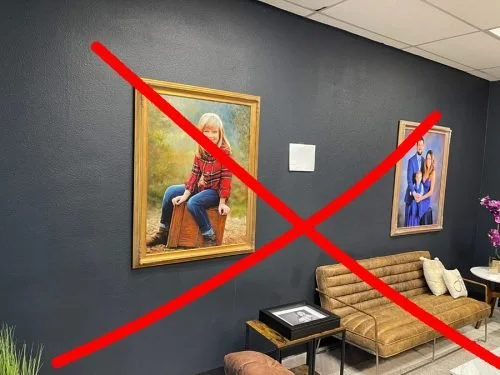 Wrong example: photo taken at an angle to the wall