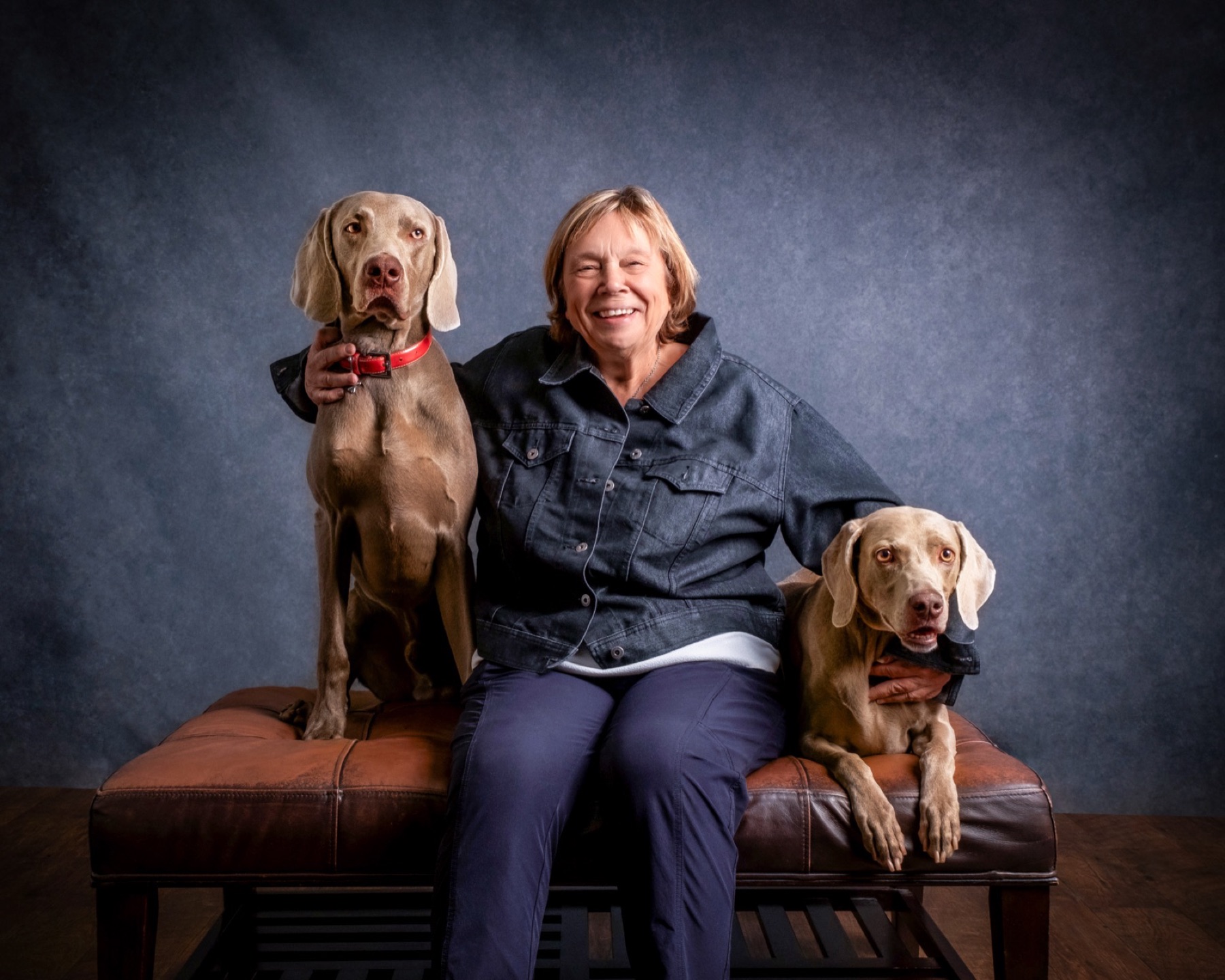 A woman with her fur babies