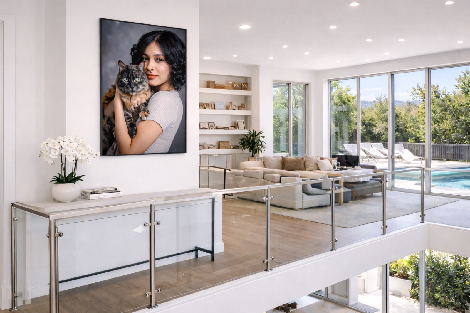 Cat portrait in modern home